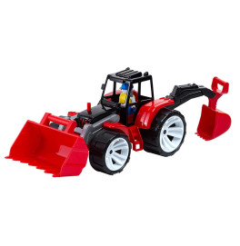 Игрушечный трактор BAMS 2 ковша черная кабина Бамсик 2 ковша черная кабина 007/17_Red Игрушечный трактор BAMS 2 ковша черная кабина Бамсик 2 ковша черная кабина 007/17_Red