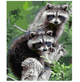 Картина по номерам Stateg Еноты на ветке 40х50 см HH008