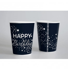 Бумажные стаканчики Твоя Забава "Happy Birthday звездочка" синие 250мл 10 штук 12041
