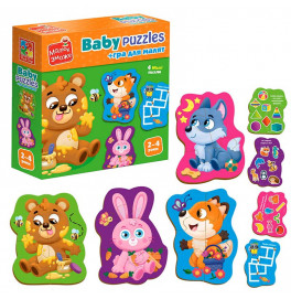 Игра развивающая Vladi Toys Лесные звери пазлы картонные с игрой VT1722-26