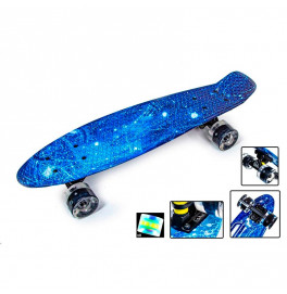 Пенни-борд 22 Fish Original Космос Синий подсветка колес PFO07