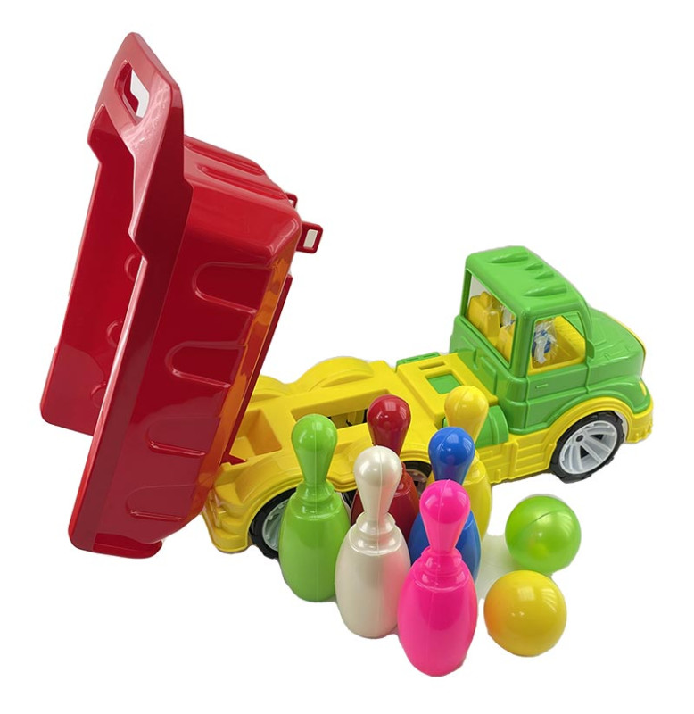 Машинка "Самосвал Mati" с кеглями Бамсик 009/11_Green-Red