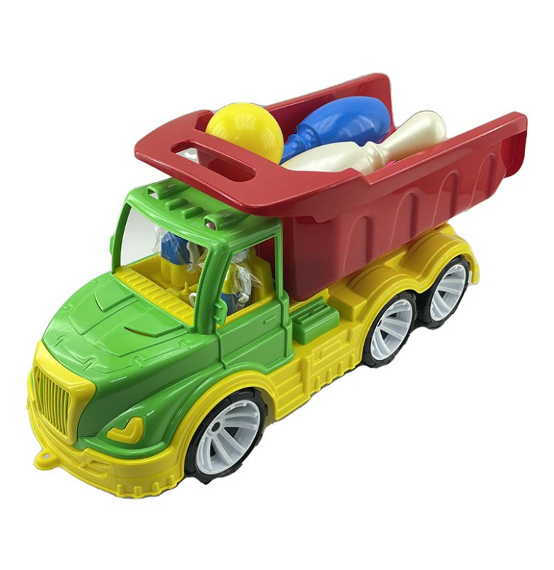 Машинка "Самосвал Mati" с кеглями Бамсик 009/11_Green-Red