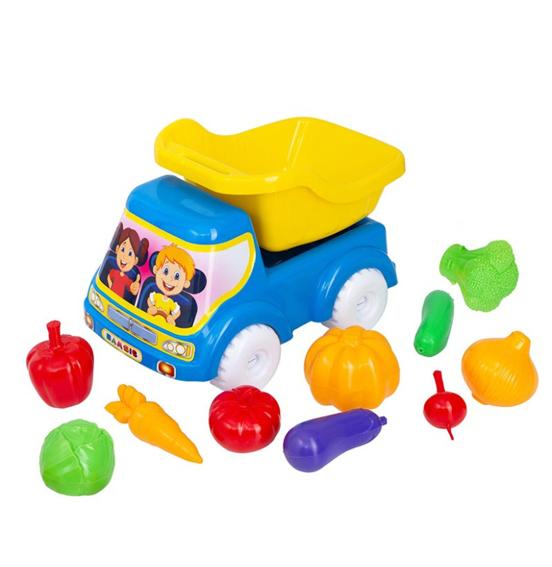 Машинка Бамсик самосвал №5 с овощами 3691_Blue-Yellow