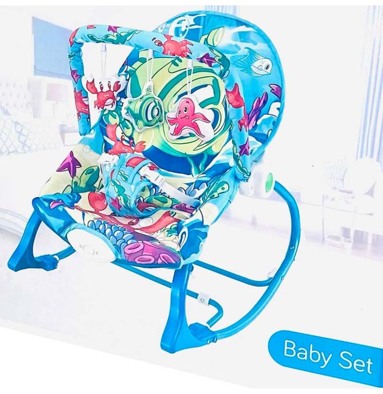 Дитячий шезлонг-гойдалка зі звуком та світлом 555-36A/36B/36C_Blue