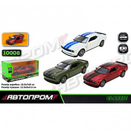 Машинка Автопром Dodge Challenger металлическая со светом и звуком. 10008