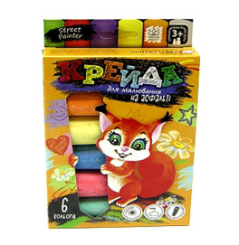 Крейда DankoToys для малювання на асфальті велика 6 штук MEL-01-04U