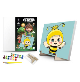 Каритная по номерам qbee "Пчелка" с деревянной подставкой 25х25 см. QB900-008