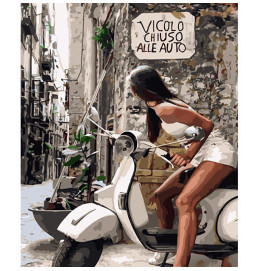 Картина по номерам Stateg Девушка на мопеде 40х50 см HH079