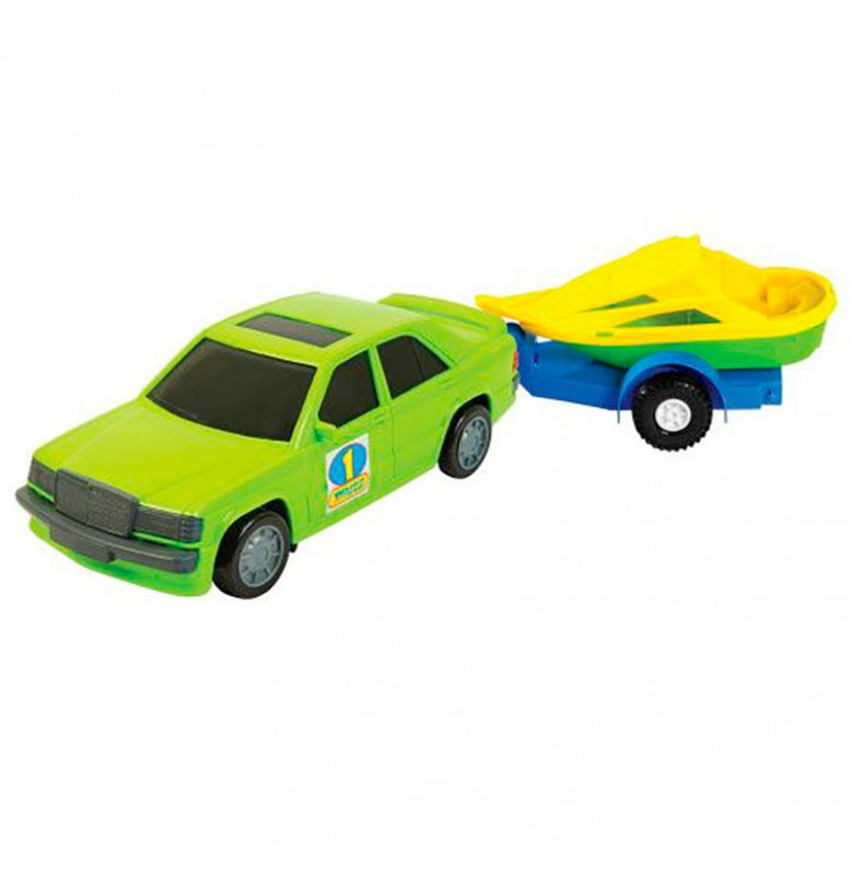 Машинка Mercedes с прицепом 39003_Green, Вoat
