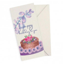 Подарочный конверт FunMi "Happy Birthday to you с цветами" кремовый 22511