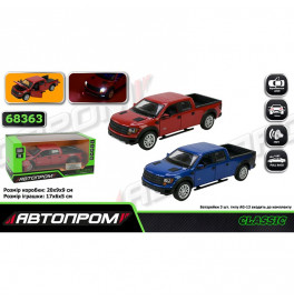 Машинка Автопром Ford F-150 SVT Raptor 1:34 металлическая со светом и звуком. 68363