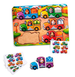 Игра с картами UBEE "Животные на грузовиках (лето)" деревянные