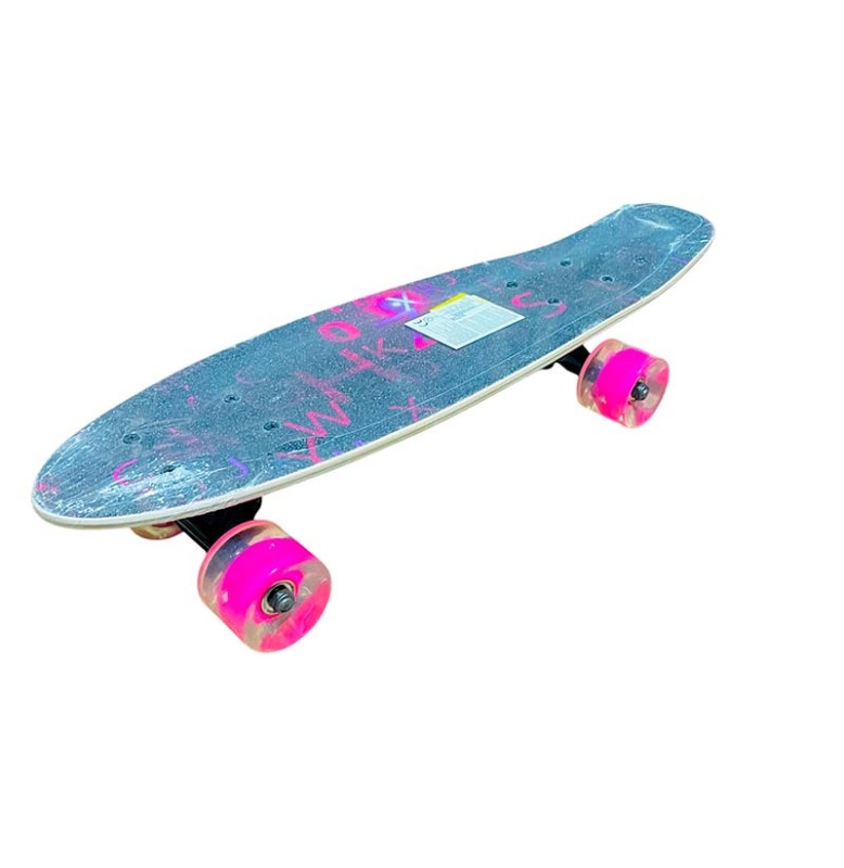 Лонгборд 22" MIX 2 кольори, колеса PU зі світлом LB21001_Pink