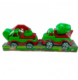 Набор техники Бамсик Бетономешалка и эксковатор Mini Matiki 002/9_Green-Red