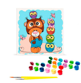 Картина по номерам "Медвежонок с совятами" 30*30 см 15564-AC Картина по номерам "Медвежонок с совятами" 30*30 см 15564-AC