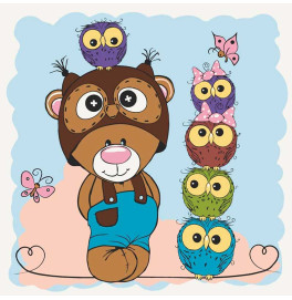 Картина по номерам "Медвежонок с совятами" 30*30 см 15564-AC Картина по номерам "Медвежонок с совятами" 30*30 см 15564-AC