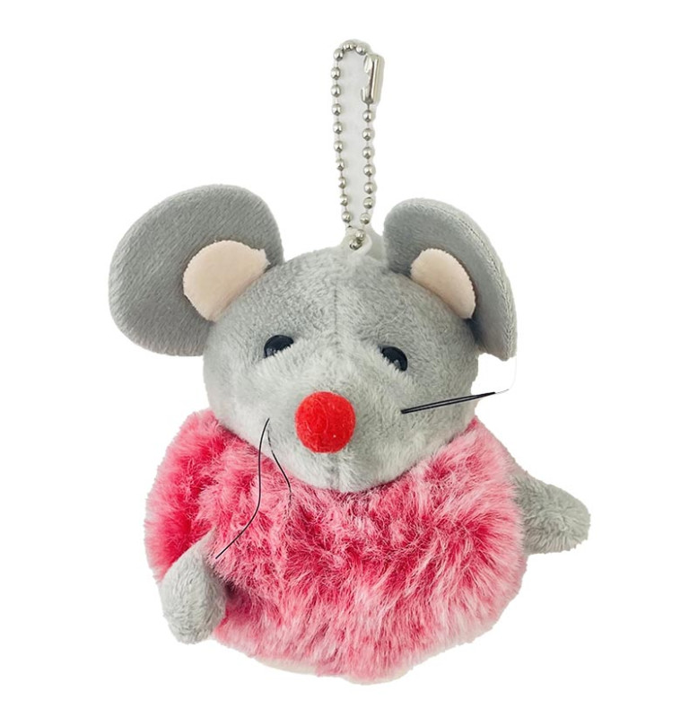М'яка миша-брелок розмір 10 см X191_Gray-Pink