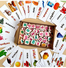 Планшет-пазл для дівчаток UBEE "Збери слово за картинкою" з дерева ПСД199-УКР