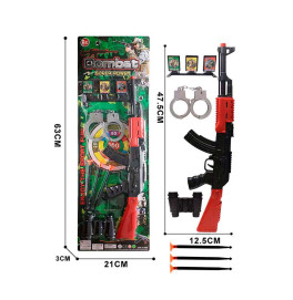 Оружие ст. 620-25 (144шт/2) автомат, наручники, 3 снаряда на присоске, прицел, планш. 63*3*21см