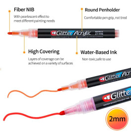 Маркери акрилові глітерні LETO 12 кольорів LT-1116-12