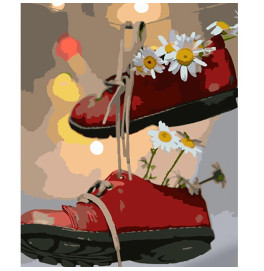 Картина по номерам Stateg Ботинки с ромашками 40х50 см HH061 Картина по номерам Stateg Ботинки с ромашками 40х50 см HH061