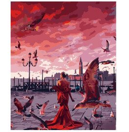 Картина по номерам Stateg Девушка среди чаек 40х50 см HH017