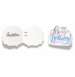 Фигурное приглашение FunMi "It`s my birthday бантик" белое 10х11 см 10 штук 22756
