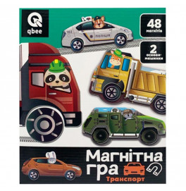 Настольная игра qbee "Транспорт" развивающая 48 магнитов и 2 основы машинки QB600-002