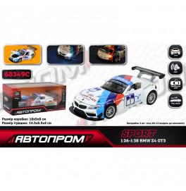 Машинка Автопром BMW Z4 GT3 металлическая со светом и звуком. 68349C