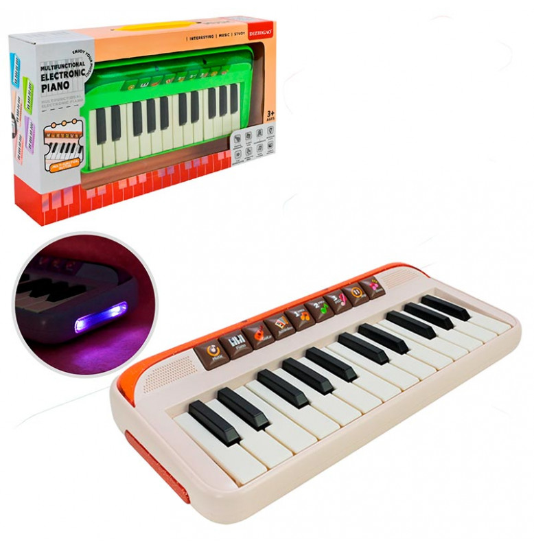 Игрушечное пианино со светом на батарейках 808-25_White