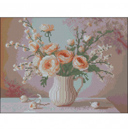 Алмазная картина Strateg Кремовые цветы 30x40 см FZ3040-19