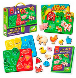 Игра развивающая Vladi Toys с липучками Где чей детеныш? Изучаем цвета VT1310-05