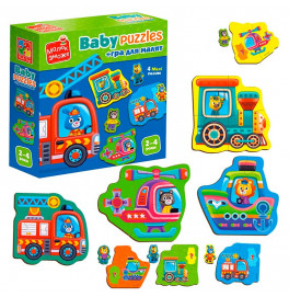 Пазлы картонные с игрой Транспорт. Животные Vladi Toys VT1722-28
