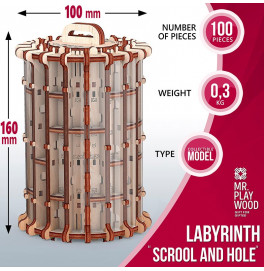 Конструктор Mr.Playwood Лабиринт "Scroll & hole" деревянный механический 10701