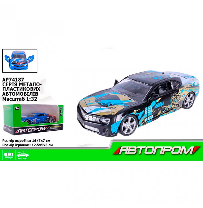 Машина мет. АВТОПРОМ 1:32 открываются двери AP74187_Black