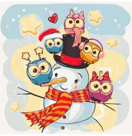 Картина по номерам ArtCraft "Снеговик с совами" 30*30 см 15550-AC Картина по номерам ArtCraft "Снеговик с совами" 30*30 см 15550-AC