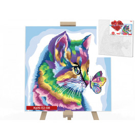 Картина по номерам Danko Toys "Радужный котенок" 40x40 см KpNe-02-08