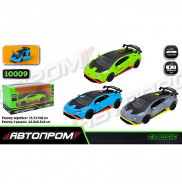 Машинка Автопром Lamborghini Huracon STO металлическая со светом и звуком. 10009