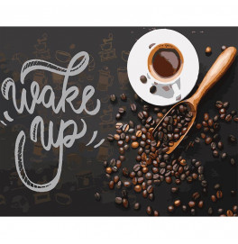 Картина по номерам Stateg Wake up на черном фоне 40х50 см AH1171-19