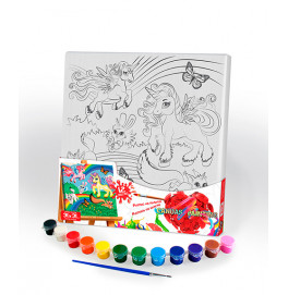 Картина по номерам Danko Toys "Canvas Painting" Пони и радуга 31*31 см PX-05-02