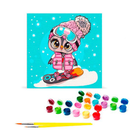 Картина по номерам "Совенок на сноуборде" 30*30 см Картина по номерам "Совенок на сноуборде" 30*30 см