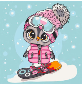 Картина по номерам "Совенок на сноуборде" 30*30 см Картина по номерам "Совенок на сноуборде" 30*30 см