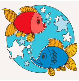 Картина по номерам "Цветные рыбки" 30*30 см@ 15036-AC Картина по номерам "Цветные рыбки" 30*30 см@ 15036-AC