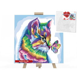 Картина по номерам Danko Toys "Радужный котенок" 40x40см