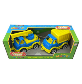 Набор машинок кран с мусоровозом. 002/15_Blue-Yellow Набор машинок кран с мусоровозом. 002/15_Blue-Yellow