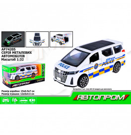 Машина мет. АВТОПРОМ 1:32 со светом и звуком открываются двери AP74205_White