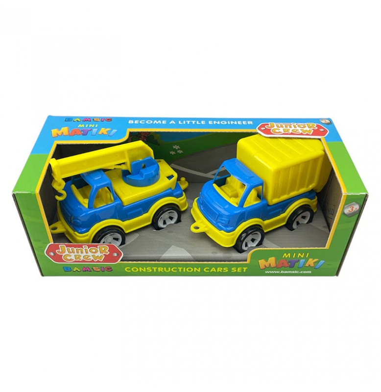 Набор машинок кран с мусоровозом. 002/15_Blue-Yellow