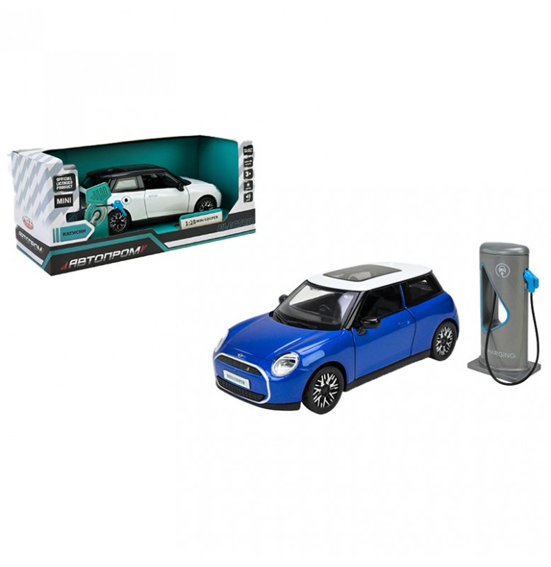 Машинка Автопром 1:36 MINI COOPER со светом и звуком. 68739_Blue
