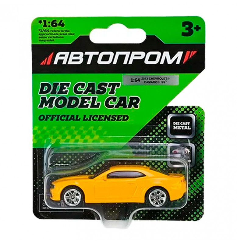 Машинка Автопром 1:64 металлическая AP6406_Yellow, Camaro
